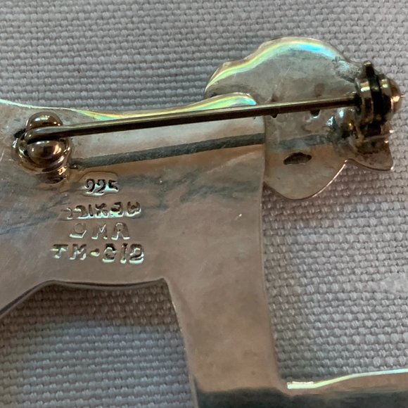 Vintage 925 Silver Doggie Brooch-unique - Picture 8 of 11